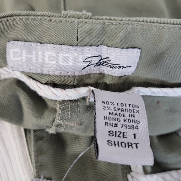 Womans Chicos Platinum Olive green cotton/spandex Pants Size 1 Short - Picture 8 of 11